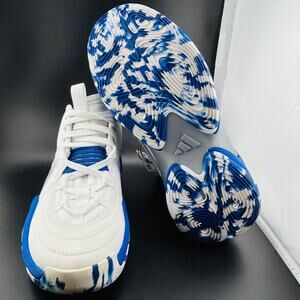 Adidas Women’s Exhibit Select Mid Basketball Shoes — White/Blue Marble — Size 8